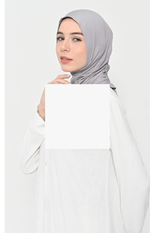Asnia Hijab Instan Serut Grey-  Hijab Tencel Micro Modal